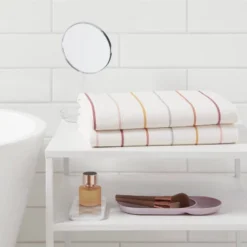 Room Essentials 21 Quick Dry Striped Waffle Towel - Room Essentials™