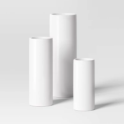 3pc Vase Set Ceramic Cylinder - Room Essentials™ 8 3pc Vase Set Ceramic Cylinder - Room Essentials™ - Image 6
