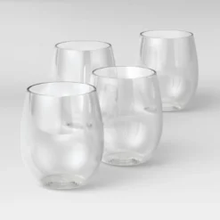 13.4oz 4pk Plastic Wine Glasses - Room Essentials™: Stemless, Outdoor, Dishwasher-Safe, Clear Drinkware -Room Essentials GUEST 3714a2a0 7c44 46d4 bc50 25a79a029178