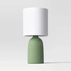 Fluted Ceramic Table Lamp: ETL Listed, Cotton/Polyester Shade, No Assembly - Room Essentials™