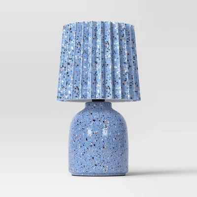 Mini Printed Ceramic Base Table Lamp With Printed Pleated Shade - Room Essentials™ 3 Mini Printed Ceramic Base Table Lamp With Printed Pleated Shade - Room Essentials™