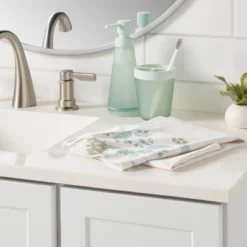 Room Essentials 25 Quick Dry Floral Border Waffle Towel White - Room Essentials™