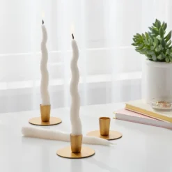 6pk Taper Candle Set White Wavy - Room Essentials™