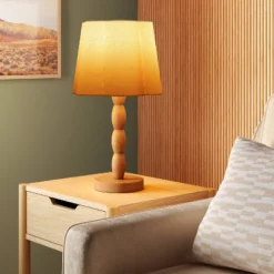 Turned Wood Table Lamp With Scalloped Shade - Room Essentials™
