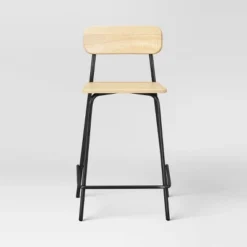 Set Of 2 24" Wood With Metal Base Counter Stool Natural - Room Essentials™ -Room Essentials GUEST 7e041064 563e 4453 8e17 57d0fb9e1cd8