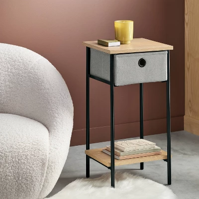 Fabric Bin Dorm Side Table Black Frame - Room Essentials™ 3 Fabric Bin Dorm Side Table Black Frame - Room Essentials™