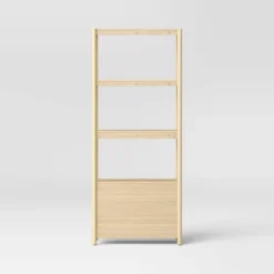 72.25" Scandi Bookcase With Three Shelves And Cabinet Storage Natural - Room Essentials™ -Room Essentials GUEST 98bb430f cf97 4b0b b7d1 22f36ee649da