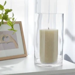 Clear Hurricane 4" X 7" Pillar Candle Holder - Room Essentials™: Transparent Vase, Tabletop Display