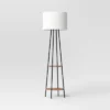 Floor Lamp With Shelves - Room Essentials™: Black Metal, Linen Shade, ETL Listed, 62" Height -Room Essentials GUEST af0d818f 9635 4520 82af fa392a90b0ef