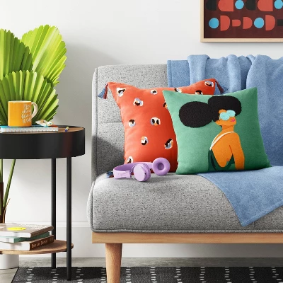 Abstract Dots Embroidered Cotton Square Throw Pillow - Room Essentials™ 3 Abstract Dots Embroidered Cotton Square Throw Pillow - Room Essentials™