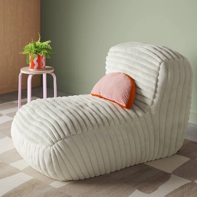 Memory Foam Filled Bean Bag Lounger With Corduroy Cover And Structured High Back Cream - Room Essentials™ 3 Memory Foam Filled Bean Bag Lounger With Corduroy Cover And Structured High Back Cream - Room Essentials™