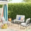 2pc Metal Mesh Outdoor Patio Chairs With Double Cushions, Club Chairs Black - Room Essentials™