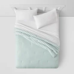 Microfiber Reversible Stripe Comforter Mint Green - Room Essentials™ 9 Microfiber Reversible Stripe Comforter Mint Green - Room Essentials™ -Room Essentials GUEST f22a5cd4 5957 4e7a a46e f12fa6eb32e0