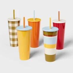 30oz 5pk Plastic Straw Tumbler - Room Essentials™ -Room Essentials GUEST f67db090 ce63 42f9 9ecd f169ed55f25e