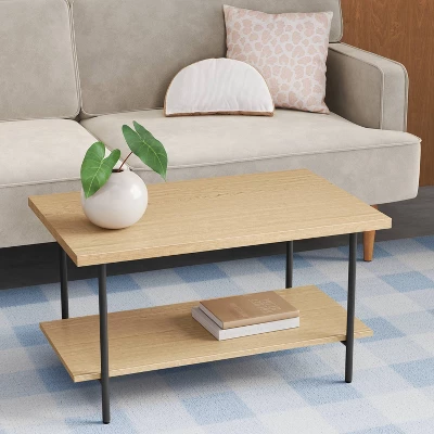Wood And Metal Coffee Table With Storage Shelf - Room Essentials™ 3 Wood And Metal Coffee Table With Storage Shelf - Room Essentials™